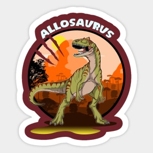 Allosaurus Dinosaur Design With Background Sticker